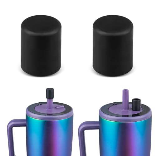 VANEST 2 Pack Magnetic Straw Caps Compatible with BrüMate All Era and Resa Tumblers, Silicone Straw Caps Straw Toppers Compatible with Brumate Accessories, Straw Covers Protectors BPA Free (Black)