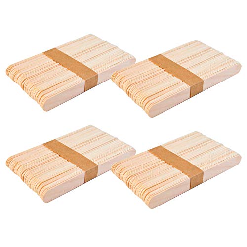 BuQiuRen 200pcs Large Wax Sticks Wood Spatulas Applicator Craft Sticks for Hair Eyebrow Removal