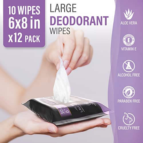 Body Wipes For Women - 12 Pack - 120 Extra Thick Deodorant Wipes - Rinse-Free Lavender Body Wipes - Wet Wipes For Body And Face (120 Wipes 6" X 8", Lavender) #TOP1