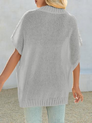 Image of Saodimallsu Womens Oversized Sweater Tops Summer Lightweight Batwing Half Sleeve Casual Loose Knit Pullover Shirts