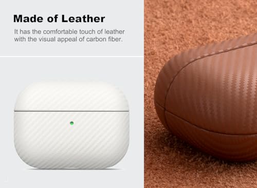 Image of Haobobro Leather Case - for AirPods Pro 3 Case Cover - Selected Skin-Friendly Leather, with Carbon Fibre Texture, Handmade Drop Protective Hard Cover for AirPods Pro 3rd Generation Earbuds - Blue