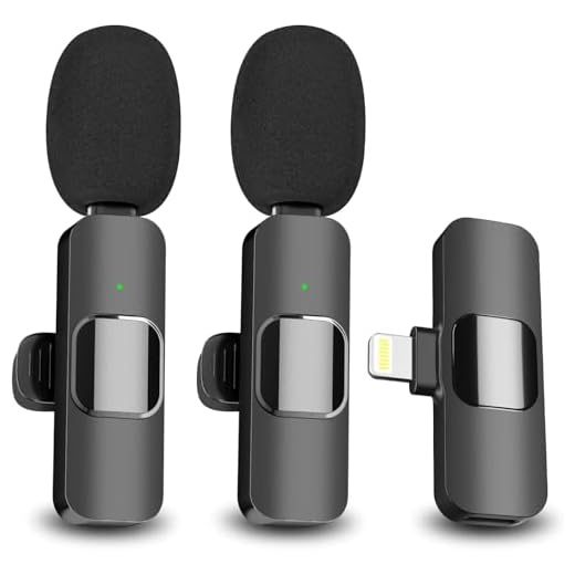 EJCC 2 Pack Wireless Microphone for iPhone iPad, Mini Microphone, Wireless Microphones,Clip-on Microphones, Microphone for iPhone Video Recording, YouTube, Interview, TikTok, Vlog
