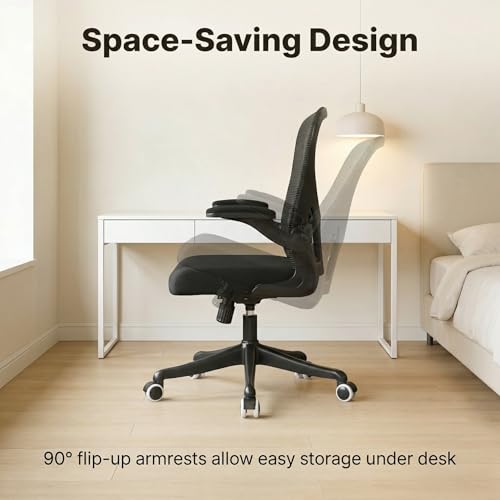 Image of Ergonomic Office Chair, Adjustable Lumbar Support Desk Chair | Computer Chair with High Back Breathable Mesh & Flip-Up Armrests for Home Offices, Study, Gaming (350LBS, Black)