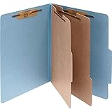 ACCO Classification Folders with Fasteners, Pressboard, 6-Part, Letter Size, Blue, 10 per Box...