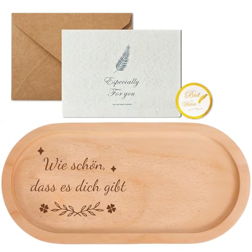 GROVBLE Holztablett mit Gravur Geschenkset – Personalisiertes Geschenk für Beste Freundin, Inklusive Grußkarte & Aufkleber zum Verschließen, Freundschaft Geschenk