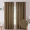 Tollpiz Short Linen Curtains Bedroom Rod Pocket Semi Sheer Curtain Burlap Light Filtering Thick Linen Drapes for Living Room 38 x 45 inches Long Brown Set of 2 Panels