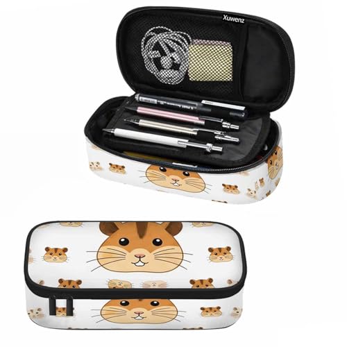 Image of Hamster Pencil Holder Bag Yellow Guinea Pig Funny Animal Mini Rodents Pencil Case College Office School for Teens Boy Girl
