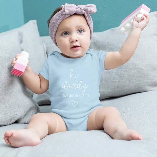 Image of Hi Daddy Bodysuit for Baby Hello Daddy Pregnancy Announcement for Husband I Love Daddys Baby Romper