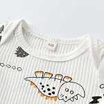 Newborn Baby Boy Clothes Dinosaur Print Knitted Romper + Pant + Hat Outfit Set