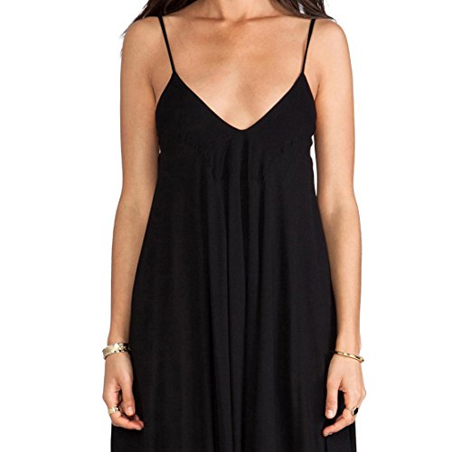 May&Maya V Neckline All In One Beach Jumpsuit (L) Black #TOP3