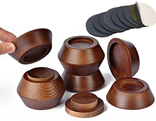 FASONLA Bed Risers, Furniture Risers (Set of 8-Height 1") Can be Adjusted to 2'' 3''or 4'', Lifts Furniture Risers, Solid Natural Wood Risers, Non-Slip Recessed Hole (Walnut Color) by FASONLA - Used condition - US$27.56