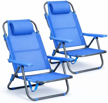 T-LOVENDO.ES Pack de 2 sillas de playa reclinables plegables
