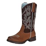 SheSole Women's Cowboy Cowgirl Boots Mid Calf Western Country Riding Work Boots Brown Size 8
