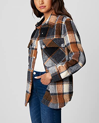 [BLANKNYC] Womens Luxury Clothing Plaid Shirt Jacket, Stylish Shacket & Trendy Coat, Hit The Trail, Medium3
