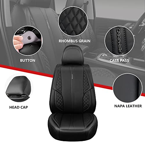 Car Pass Nappa Leather Car Seat Covers Full Set Waterproof Protector Durable Cushioned,Universal Fit For Sedan Suv Pick-Up Truck,Automotive, Anti-Slip And Backseat Luxury Premium Deluxe(Black) #TOP3
