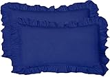 Aspire Homes 900 Thread Count Royal Blue Solid Queen Sized Edge Ruffle Pillow Sham 20' x 30' 100% Egyptian Cotton, Pack of 2