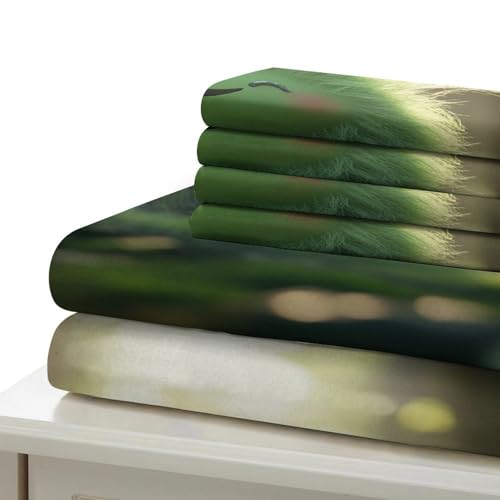 Parure de lit imprimé 3D verte avec housse de couette microfibre super douce 140x200