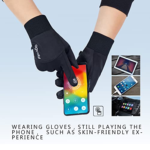 Finado 2 Pairs Of Winter Gloves For Men Women,Cold Weather Thermal Glove Water Resistant Windproof,Keep Warm Touch Screen Gloves For Running Cycling Driving Outdoor Sport Gloves (Black, Large) #TOP2