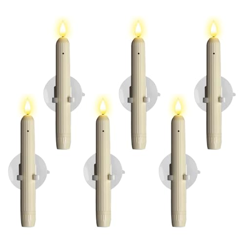 Velas para ventana, lámpara de vela LED, lámpara de succión de 7 pulgadas con sensor para interiores, dormitorio, sala de estar, cocina, lugar de trabajo, Halloween, Navidad, Acción de Gracias