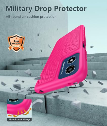Image of FNTCASE for Moto G-Play 2024 Case: Dual Layer Non Slip Matte Shockproof | With Screen Protector, Military Grade Drop Protection, Anti-Scratch, Heavy Duty Protective Phone Cover, Daily Use, Pink
