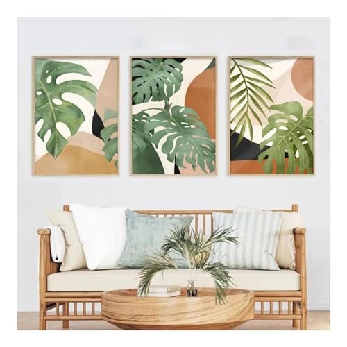 Affiche de plante forêt tropicale humide peinture bohème feuilles vertes décoration murale salon