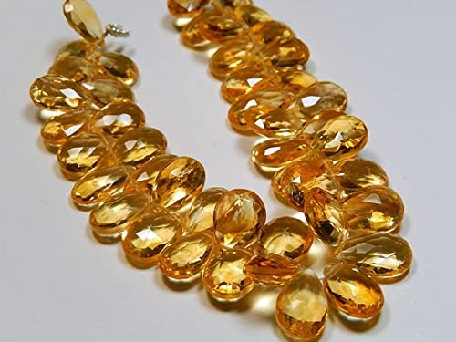 Perle citrine en poire briolette 13-15mm pour créer un collier d'été lumineux et solaire fait main