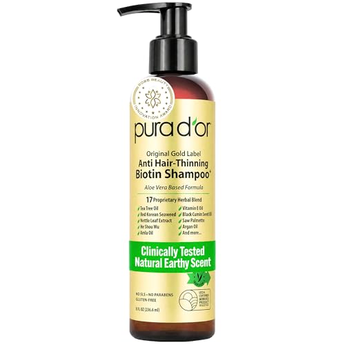 Image of PURA D'OR Original Gold Label Anti-Hair Thinning Biotin Shampoo, 8oz