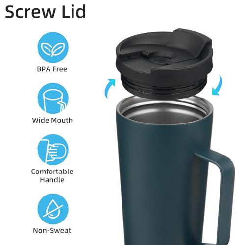 Image of Konokyo 26 oz Insulated Tumbler with Handle & Straw, Stainless Steel Mug
