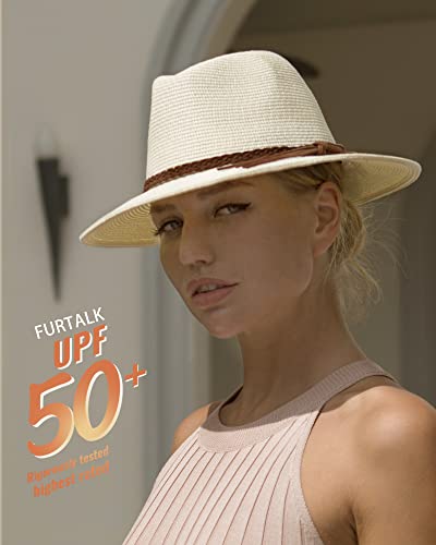 Furtalk Sun Hats For Women Summer Wide Brim Uv Upf 50+ Panama Fedora Foldable Packable Straw Beach Hat #TOP4