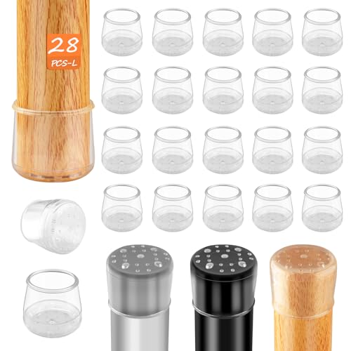 28pcs Chair Leg Protectors for Carpet, Round Chair Feet Glides Covers Caps Furniture Foot Sliders with Plastic Pads Damage-Free Move on Carpets (Fit:1-1/8