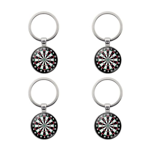 4 Stück Dartscheiben-Schlüsselanhänger, Kreative Schlüsselanhänger, Dart-Dekorationen, Metall-Schlüsselanhänger, Geschenk-Schlüsselanhänger