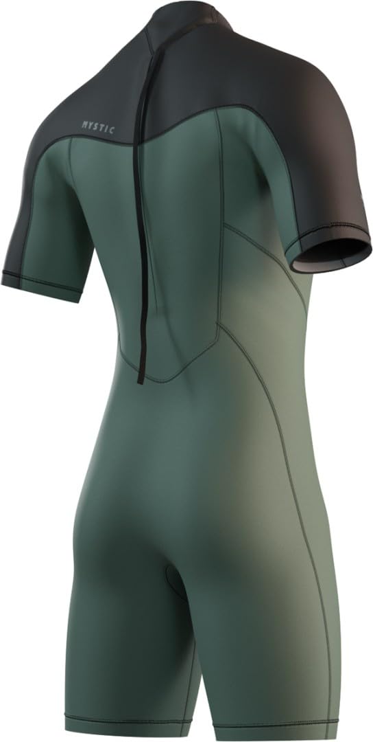 Mystic Watersports – Surf Kitesurf & Windsurfen Herren Marke 3/2 mm Reißverschluss hinten Flatlock Shorty Neoprenanzug – Dark Olive