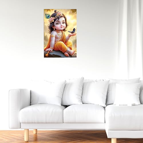 Image of Twinster Bal krishna Posters Photo for Pregnant Women, Baby Poster Self Adhesive (Size 45 cm by 30 cm) Pack of 1 (Design 4)