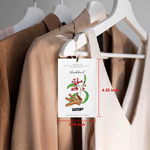 MYARO 12 Pcs Scented Sachets for Drawer and Closet, Long-Lasting Air Freshener Sachets Bag, Closet Deodorizer Potpourri Bags, 6 Fresh Scents - Cedar, Sandalwood, Lemon, Eucalyptus, Patchouli, Oud Wood