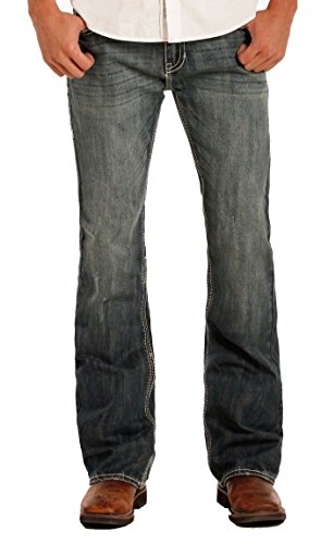 Rock & Roll Denim Men's and Pistol Med Slim Bootcut Jeans Blue 34W x 32L