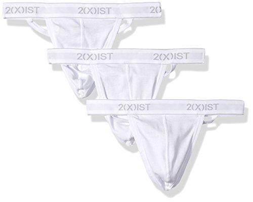 2(X)IST Men's Essential Cotton Y-Back Thong 3-Pack,White,X-Large