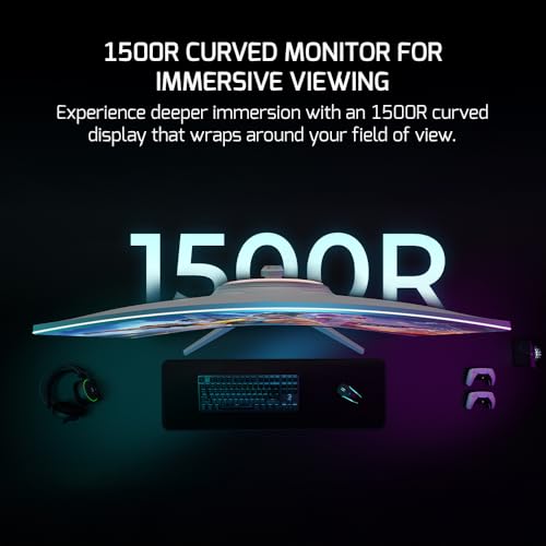 GAMEPOWER Vivid T50 Curved Gaming Monitor 27 Zoll, 200 Hz, Full HD 1080p, VA Panel, 0,5 ms, 125% sRGB, FreeSync & G-Sync, Weiß, Rahmenlos, integrierte Lautsprecher