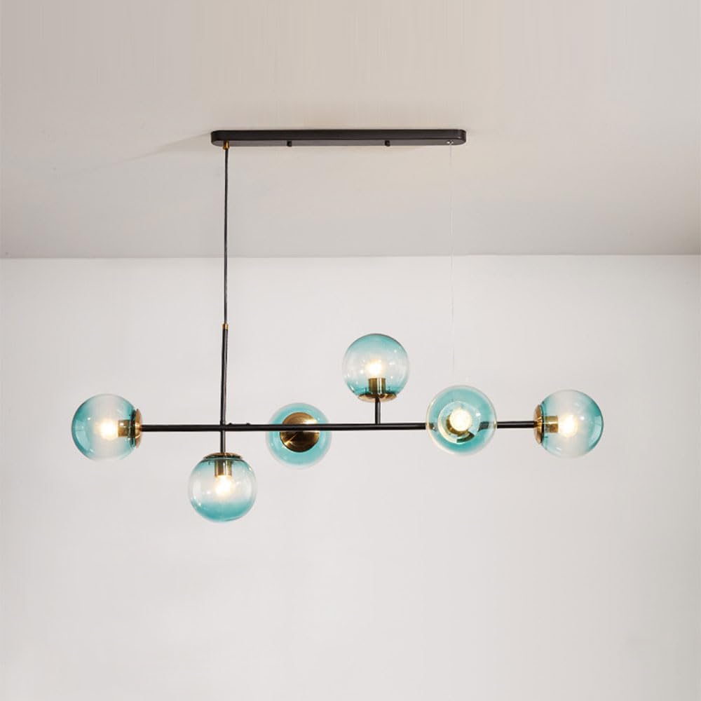 KXEcoLife Ceiling Pendant Light Fixture 6 Lights Modern Glass Hanging Lamp Nordic E27 Adjustable Chandelier with Globe lampshade Lighting for Living Room Bedroom Kitchen