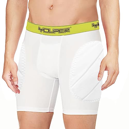 Youper Boys Youth Padded Sliding Shorts with Soft Protective Athletic Cup for Baseball, Football, Lacrosse (White, Medium) by Youper - Image 2