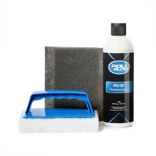Poli Ox® Oxidation Removal Kit for Boats, RVs, or Fiberglass Surfaces–Removes Heavy Oxidation, Stains & Grime–Safe on Fiberglass, Gelcoat, Vinyl Decals: Includes 16 oz Cleaner, Scrub Pad & Sanding Pad