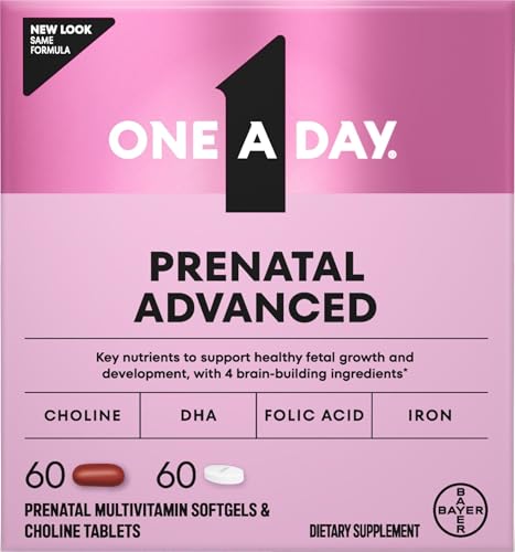 One A Day Prenatal Advanced- Prenatal Vitamins with Folic Acid, Choline, DHA & Iron, Pregnancy Vitamins for Women to Support Baby’s Development, 60+60 Ct (120 Total Set) (Packaging May Vary) - image 1