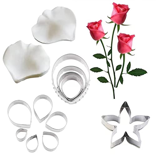 13Pcs/Set Rose Sugar Flowers Fondant Cutter Set 3D Rose Petal Gunpaste Silicone Mold Cookie Cutter Mould For Birthday Wedding Cake Decorating #TOP2