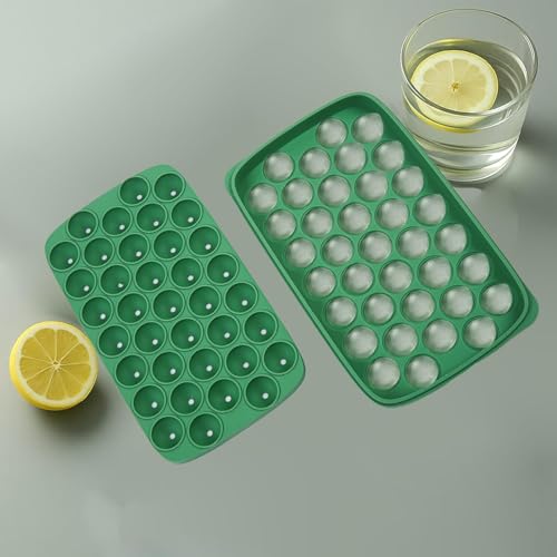 Image of Ice Cube Tray - BPA Free Silicone Flexible Easy Release 37 Ball Ice Cube Maker - Reusable Silicone Ice Trays for Freezer
