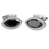 ♥"Homxi"♥ Color: Negro Homxi Gemelos Camisa Hombre Boda,Gemelos Acero Inoxidable para Camisa Oval Circonita Negra Gemelos Negro Camisa Blanca Hombre Traje para Gemelos