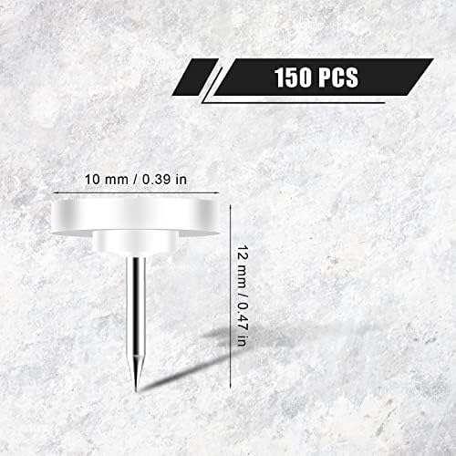 KINBOM 150pcs Push Pins, Plastic Thumb Tacks Steel Push Pins White Big Head Push Pins Map Thumb Tacks with Steel Point for Cork Board Picture Maps Posters Note