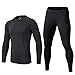 Produktbild Kinder Sportunterwäsche Fußball Kompressionsshirt + Kompressionshose Kompressionsunterwäsche Set Funktionsunterwaesche Set für Fitness Running Fußballtraining Radsport Schwarz 134/140