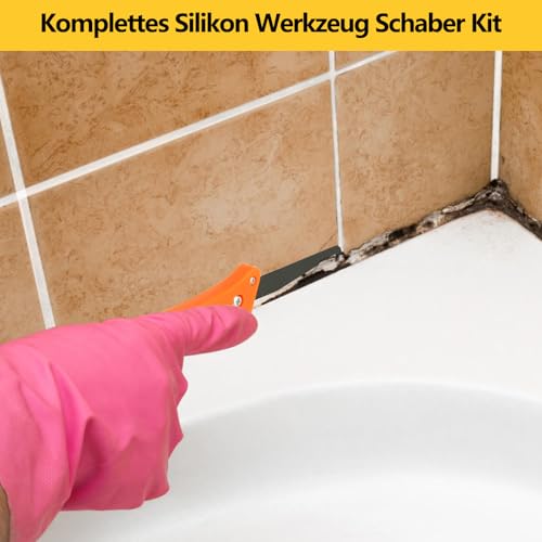 Sheryl&Rain 13 Stück Silikonentferner Werkzeug,Fugenentferner,Fugenkratzer zum Entfernen,Fugenglätter,Fugen Reparatur,Tapetenschaber,Fugenhaken,Silikon Abzieher,Pinsel,Bad