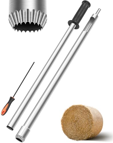 Hay Probe Bale Sampler 26 inch Stainless Steel Hay and Forage Probe for Drilling Serrated Tip Design Comes with Dowel and Metal File for Resharpening
