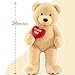 BENINY Red Heart Giant Teddy Bears, Brown Big Teddy Bear Stuffed Animals with Embroidered I Love You for Girlfriend, Large Valentines Fluffy Teddy Bear Birthday Gifts 36 inch