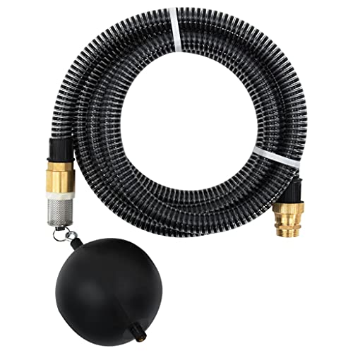 vidaXL Saugschlauch, Gartenschlauch mit Messing-Anschlüssen Schwimmer, Saugschlauchgarnitur Ansauggarnitur für Gartenpumpen Hauswasserwerke, Schwarz 1,1' 10m PVC